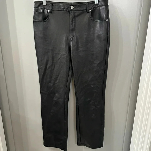 Avec Les Filles Anthropologie Lettie Straight Ankle Faux Leather Vegan Pants 6 - Picture 2 of 8